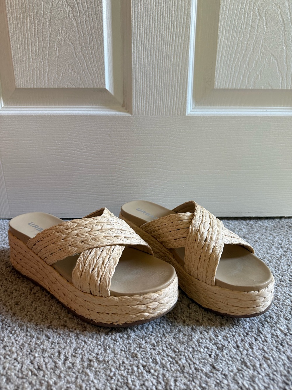 Urban Sport by J/SLIDES Braided Platform Slide Mules in Natural